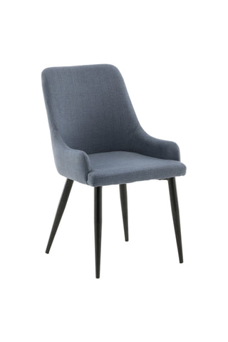 Plaza Matstol 2-pack - Svarta ben - Blått tyg