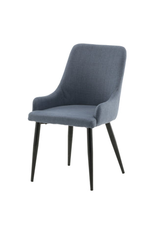 Plaza Matstol 2-pack - Svarta ben - Blått tyg