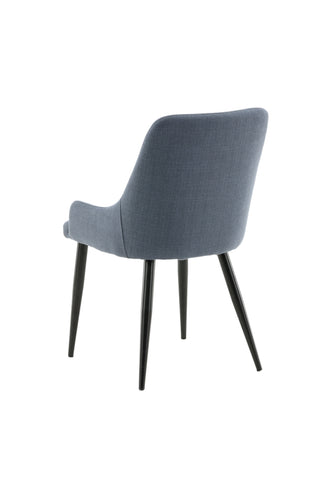 Plaza Matstol 2-pack - Svarta ben - Blått tyg