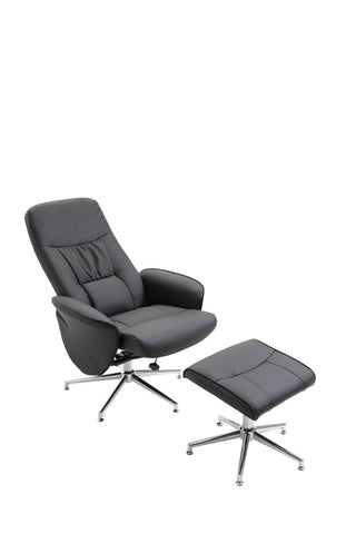 Rolf Liggstol med ottoman, Svart PU