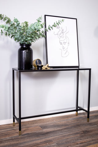 Dipp Sidobord med Hylla 100*30*75 - Svart / Mässing