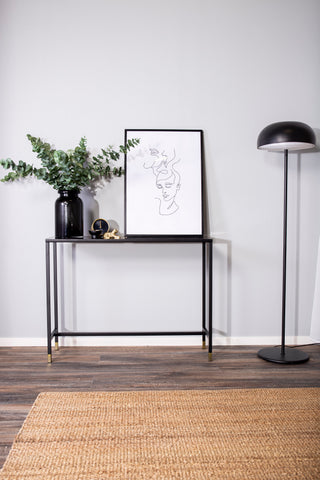 Dipp Sidobord med Hylla 100*30*75 - Svart / Mässing