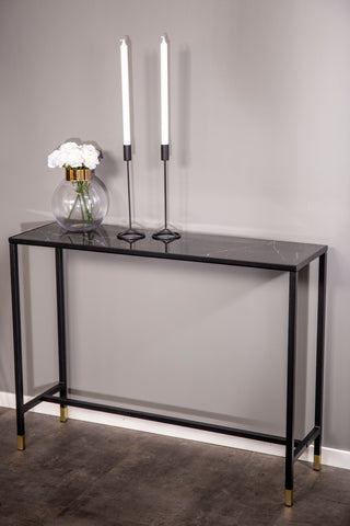 Dipp Sidobord med Hylla 100*30*75 - Svart / Mässing