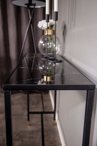 Dipp Sidobord med Hylla 100*30*75 - Svart / Mässing
