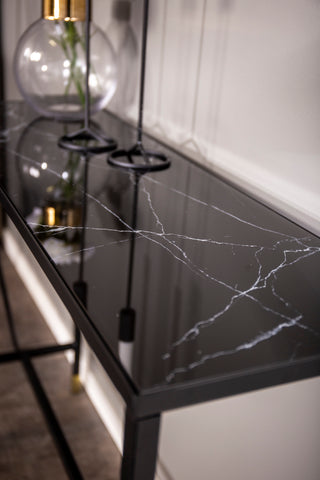 Dipp Sidobord med Hylla 100*30*75 - Svart / Mässing