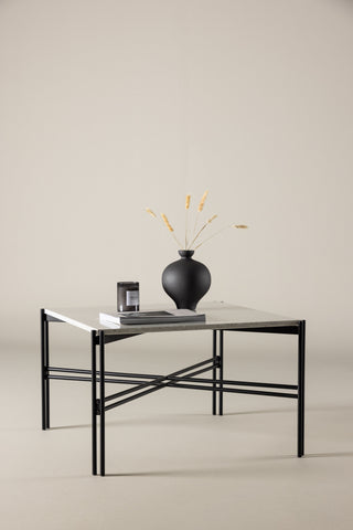 Razzia Soffbord 75*75*48 Vit Terazzo / Svart