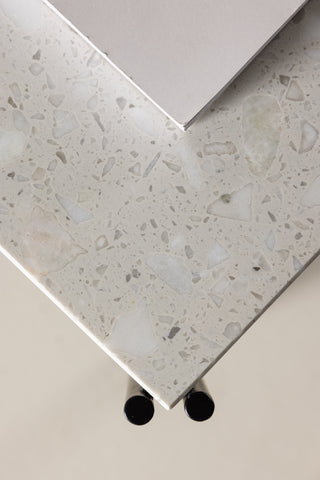 Razzia Soffbord 75*75*48 Vit Terazzo / Svart
