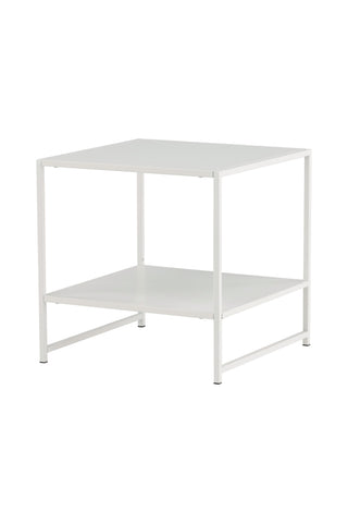 Staal - Sidobord med Hylla - Vit