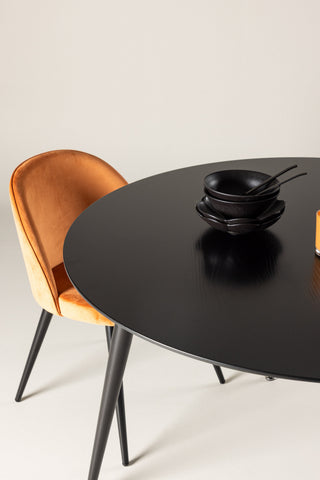 Dipp Matbord - 115cm - Svart faner / Helsvarta ben