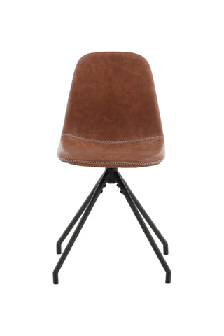 Polar matstol med spinnfunktion 2-pack - Svarta ben - Brun PU - Vita stygn