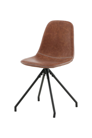 Polar matstol med spinnfunktion 2-pack - Svarta ben - Brun PU - Vita stygn