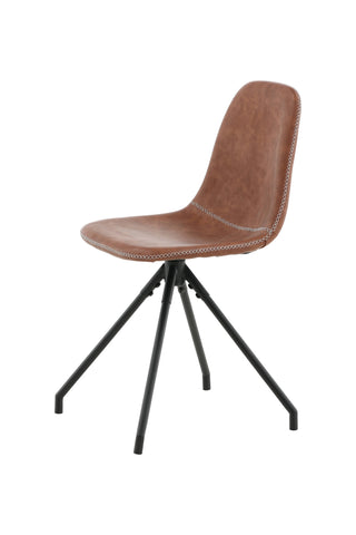 Polar matstol med spinnfunktion 2-pack - Svarta ben - Brun PU - Vita stygn