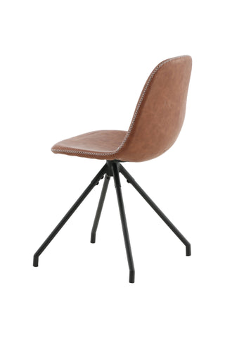 Polar matstol med spinnfunktion 2-pack - Svarta ben - Brun PU - Vita stygn