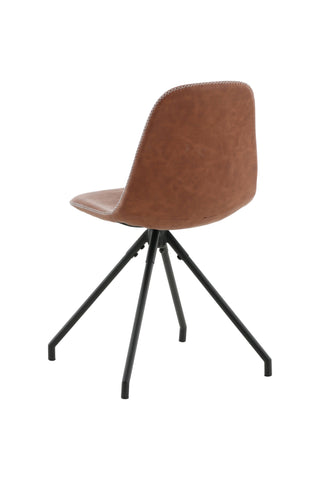 Polar matstol med spinnfunktion 2-pack - Svarta ben - Brun PU - Vita stygn