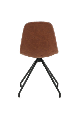 Polar matstol med spinnfunktion 2-pack - Svarta ben - Brun PU - Vita stygn