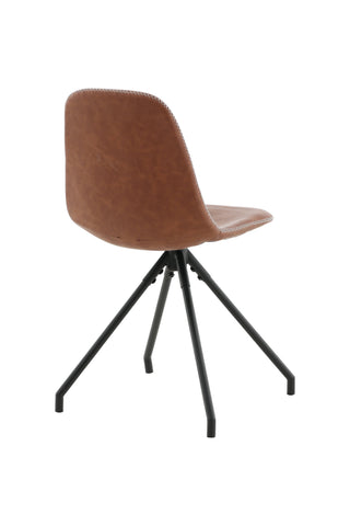 Polar matstol med spinnfunktion 2-pack - Svarta ben - Brun PU - Vita stygn