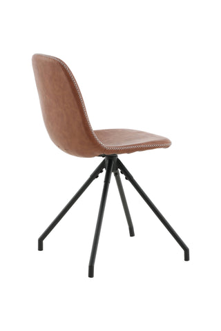 Polar matstol med spinnfunktion 2-pack - Svarta ben - Brun PU - Vita stygn