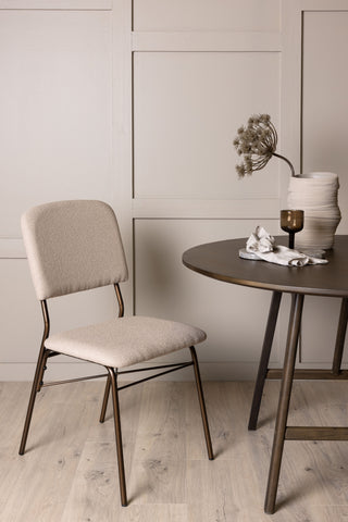 Venture Home Seda Matstol 2-pack - Mattbrunt / Beige Tyg