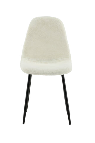 Polar Fluff Matstol 2-pack - Svarta ben - Vit Teddy