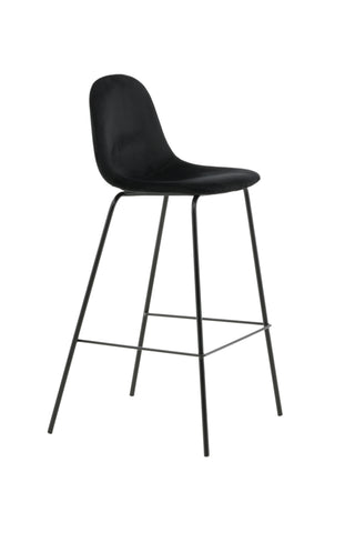 Polar Barstol 2-pack - Svart sammet - Svarta ben