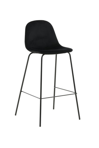 Polar Barstol 2-pack - Svart sammet - Svarta ben