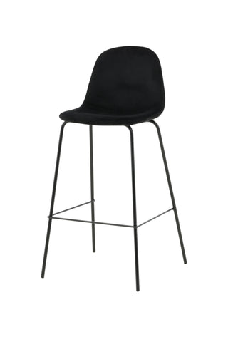Polar Barstol 2-pack - Svart sammet - Svarta ben
