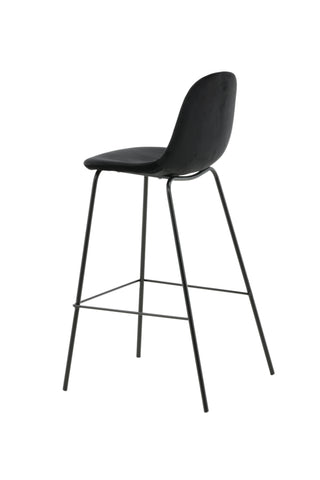 Polar Barstol 2-pack - Svart sammet - Svarta ben