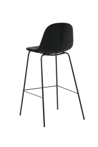 Polar Barstol 2-pack - Svart sammet - Svarta ben