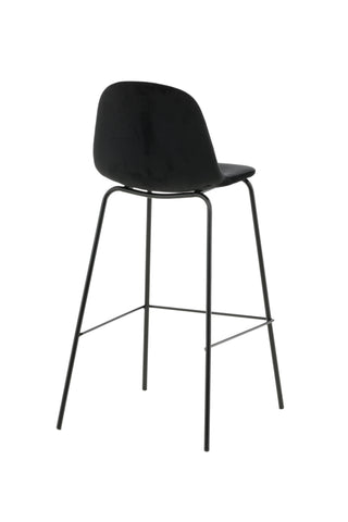 Polar Barstol 2-pack - Svart sammet - Svarta ben