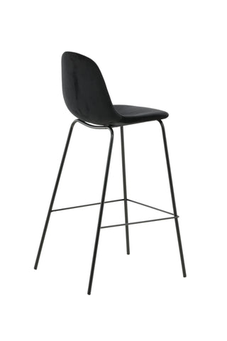 Polar Barstol 2-pack - Svart sammet - Svarta ben
