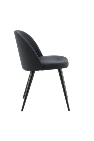 Velvet Dining Chiar 2-pack - Svarta ben - Svart tyg