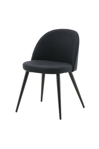 Velvet Dining Chiar 2-pack - Svarta ben - Svart tyg