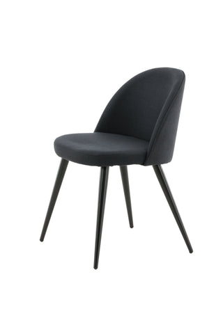 Velvet Dining Chiar 2-pack - Svarta ben - Svart tyg
