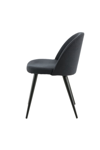 Velvet Dining Chiar 2-pack - Svarta ben - Svart tyg