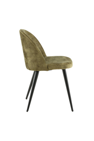 Velvet Dining Chair 2-pack - Svarta ben - Dusty Green Velvet
