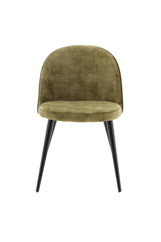 Velvet Dining Chair 2-pack - Svarta ben - Dusty Green Velvet