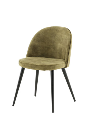 Velvet Dining Chair 2-pack - Svarta ben - Dusty Green Velvet