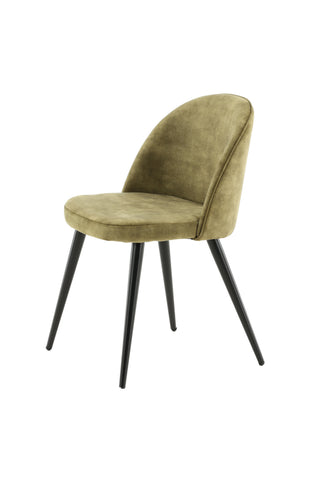 Velvet Dining Chair 2-pack - Svarta ben - Dusty Green Velvet