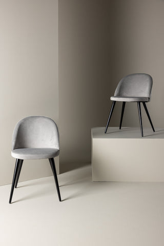 Velvet Matstol 2-pack - Svart / Ljusgrå Sammet