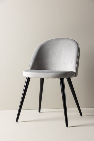 Velvet Matstol 2-pack - Svart / Ljusgrå Sammet