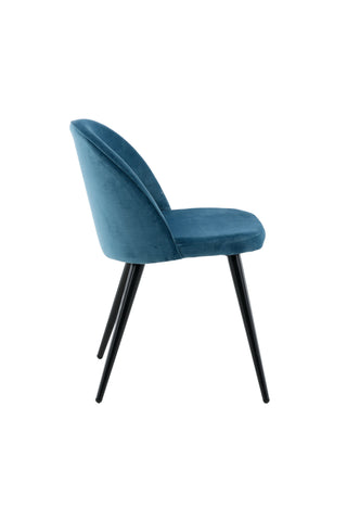 Velvet Matstol 2-pack - Svart / Blå Sammet