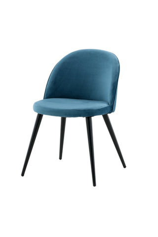 Velvet Matstol 2-pack - Svart / Blå Sammet
