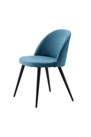 Velvet Matstol 2-pack - Svart / Blå Sammet