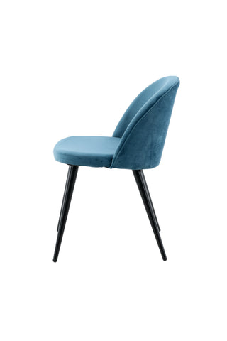 Velvet Matstol 2-pack - Svart / Blå Sammet