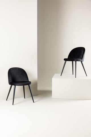 Velvet Matstol 2-pack - Svart / Svart Sammet