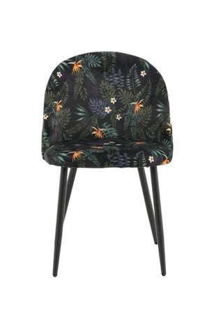 Sammetsmatsalsstol 2-pack - Svart blomtyg