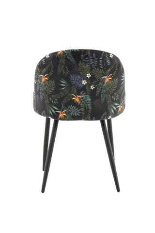 Sammetsmatsalsstol 2-pack - Svart blomtyg