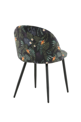 Sammetsmatsalsstol 2-pack - Svart blomtyg