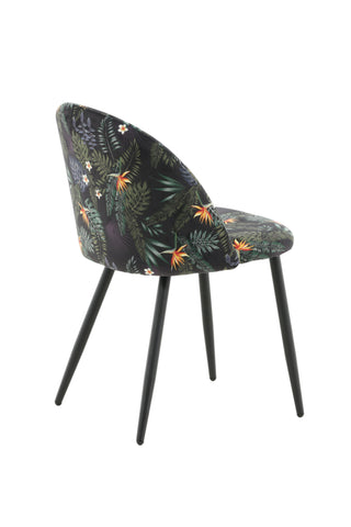 Sammetsmatsalsstol 2-pack - Svart blomtyg