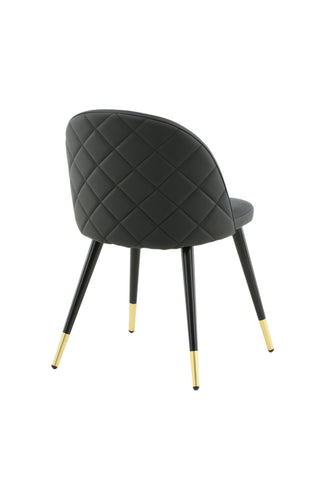 Sammetsmatsalsstol 2-pack Mässing W. Stiches In Back - Svart / PU